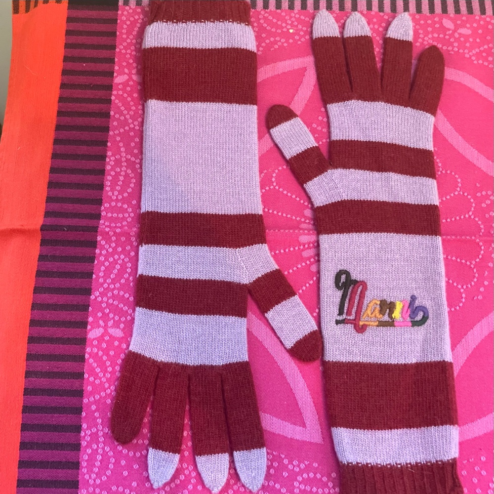 MARNI two tone wool knit gloves